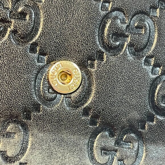 Gucci Guccissima Metal Bar French Flap Wallet Black - Preowned - Picture 8 of 10